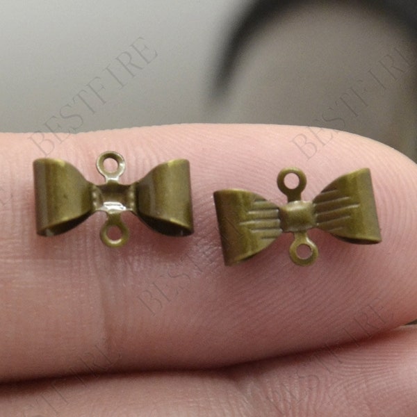 7*12mm Bronze tone Brass bowknot jewelry Connectors Setting,earring Connector Findings,Filigree Findings, Connector fittings