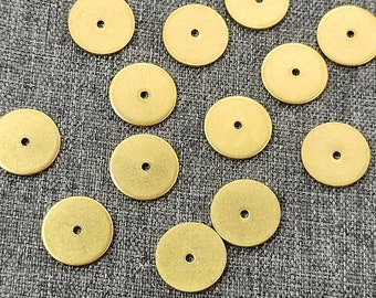 Espaceurs de perles de disque plat en laiton brut de 12 mm, perles d'espacement de rondelles en laiton brut, perles d'espacement, embouts de bracelet, embouts de boucles d'oreilles