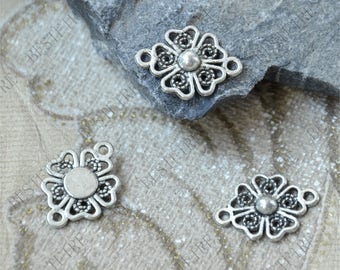 21*16MM Antique Silver Tone Flower Connector, jewelry findings,Flower charm,Flower pendant,two holes Charms