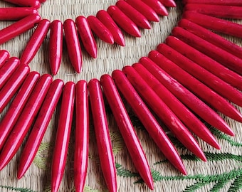 Rote Howlith Spike Perlen, 16 Inch Strang