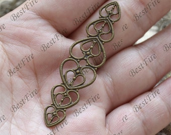 Antique Brass heart Filigree Jewelry Connectors Setting,Connector Findings,Filigree Findings,Flower Filigree