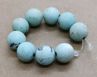 9 beads Round Genuine Hubei Turquoise beaded strand,natural turquoise stone for making handmade jewelry