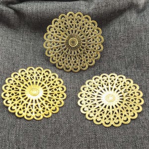 Raw Brass Flower Filigree Charms - Raw Brass Flower Filigree Earring Components, Flower Filigree Charm ,Filigree Findings,Earring Findings