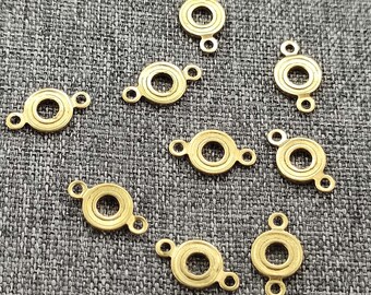 Raw Brass Round Connector Charms – 2-Hole Earring Findings (6.4x11.5mm)