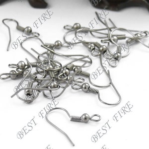 Gunmetal plated brass earwire finding,fish Hook,earrings findings,Fishhook Earring Findings,Earring Hooks Ear Wires Ball and Coil brass base