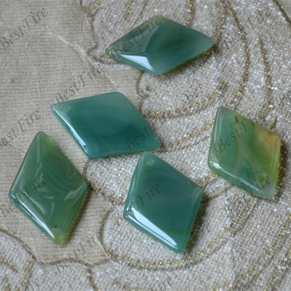Sale price 3 pcs Charms diamond green Agate stone beads pendant, gemstone Beads ,stone beads loose beads