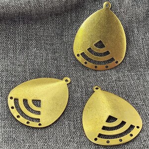 14 pcs Raw Brass drop Shaped Connector Charms - Raw Brass drop Shaped Connectors With 6 Holes , Earring Connector,earrings finding