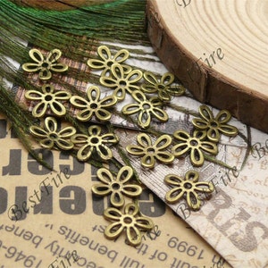 50 pcs of bronze tone metal flower bead cups 11mm,beadcap findings beads