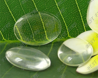 20 pcs 18x25mm Oval Clear Glass Cabochons, no textile, transparent, jewelry Cabochons finding beads