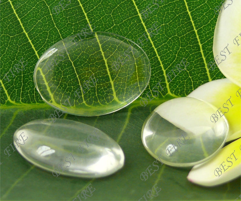 20 pcs 18x25mm Oval Clear Glass Cabochons, no textile, transparent, jewelry Cabochons finding beads image 1