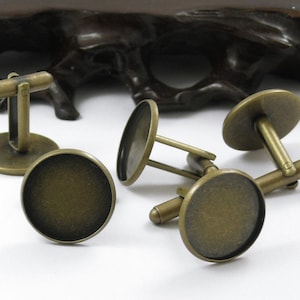 30pcs Bronze Tone Pad  Round sleeve button Base (Cabochon Size:16mm),cuff-link base findings,cuff links pad beads