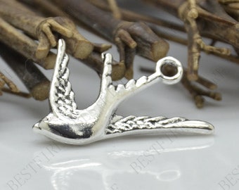 17*26mm Bird Charms Silver Tone, swallow Pendant Charms Fingdings pendant,jewelry pendant finding,jewelry findings