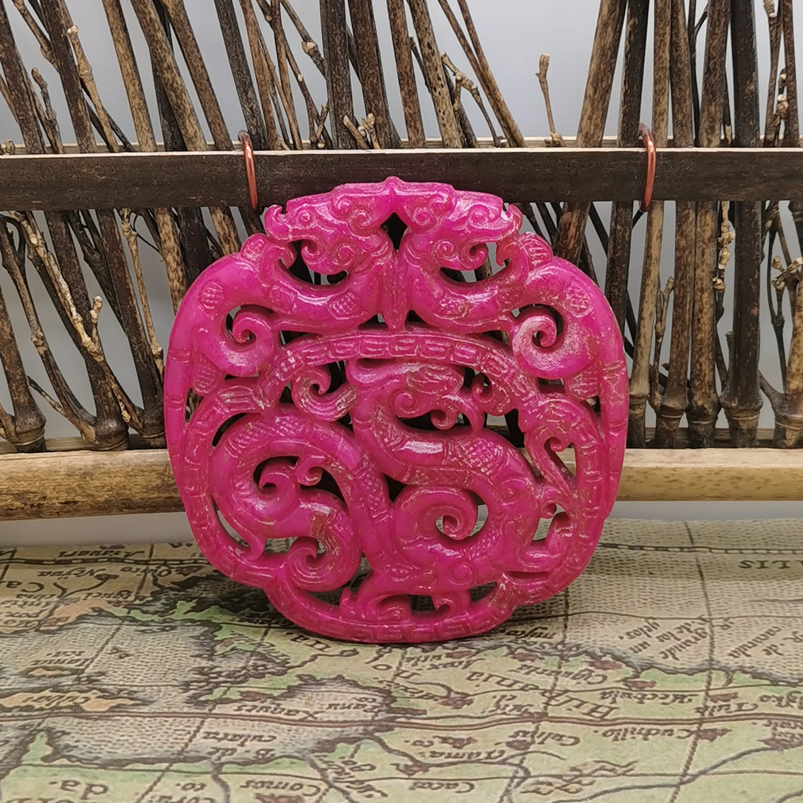 Double Carved phoenix Jade pendantCarved dragon jade Etsy