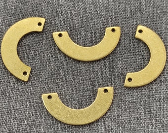 10 Raw Brass Semicircle Connectors – Earring Findings (16x17mm)