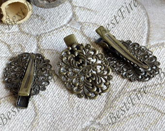 Horquillas para el cabello con forma de flor de filigrana en tono bronce (24 x 40 mm)