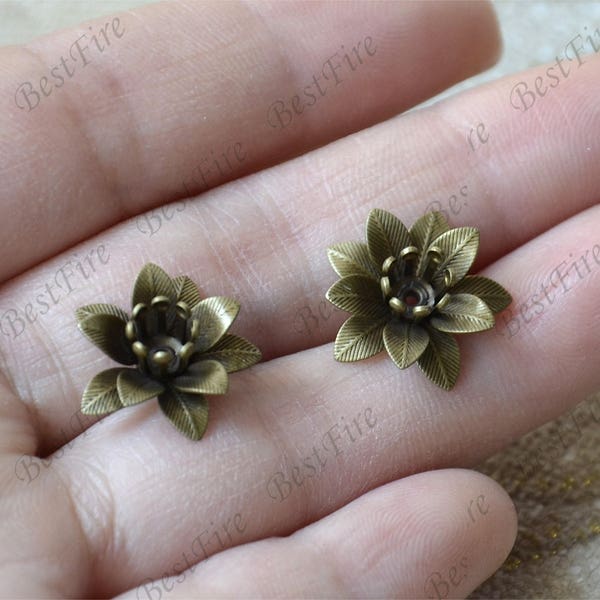 Bronze Tone Flower Filigree, 15mm Jewelry Finding