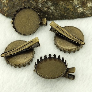 10 pcs New style Bronze Tone bobby pins Filigree Hair Pin 25mm Round Bezel Setting,hairpin finding ,headband finding