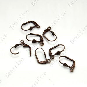 50 pcs of Copper Tone Solid Brass French Earwires Hook ， leverback earwire with shell 9X16mm