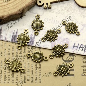 30PCS Of 10x17MM Bronze Tone Connector Flower,metal finding,pendant beads,two holes Charms