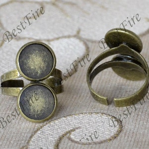 20pcs Antique Bronze Adjustable Ring Bases,Fit 10,12mm Cabochon,Cabochon Base Ring,Ring Findings,Blank Cabochon Base