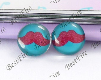 4pcs of the 12mm Round Glass Cabochons mustache, jewelry Cabochons finding beads,Glass Cabochons,moustache or whiskers--07