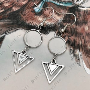 New style Silver Tone Earwires Hook With Round Cabochon Pad, earring bezel,Earrings hook,Earring blank  Bezel earring Settings Base