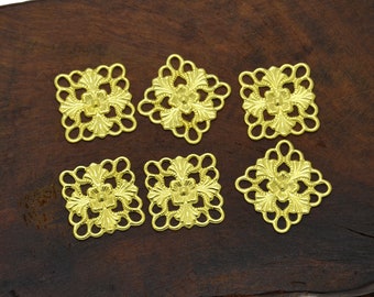 Raw Brass square flower Filigree Jewelry Connectors Setting,Connector Findings,Filigree Findings,Flower Filigree,filigree stamping