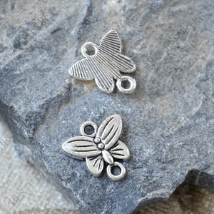 30 PCS Of 14*14MM  Silver tone Butterfly Connector, jewelry findings,Bowknot charm,Bowknot pendant,two holes Charms
