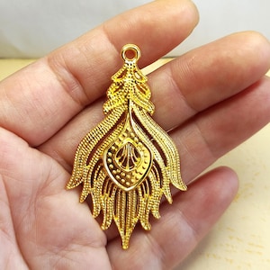 Gold Planted tone Zn Alloy feather pendant, feather earring Pendant charm,feather earring Dangle Pendant charm