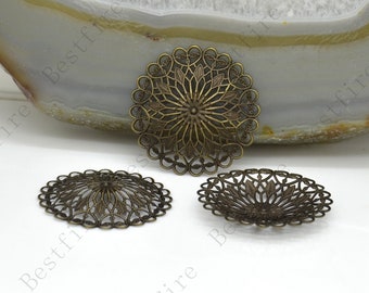 36mm Antique Brass flower Filigree Jewelry Connectors Setting,Connector Findings,Filigree Findings,flower Filigree