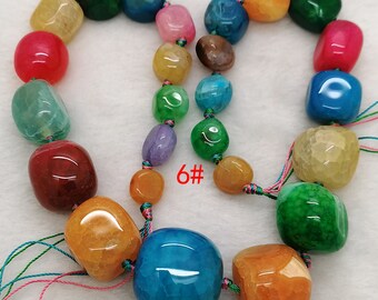 Multicolour / orange/ blue/green Agate nugget stone bead, Agate Gemstone Beads,Nugget Faceted Agate Gemstone Beads loose strands