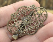 6 pcs of Antique Bronze flower Alligator Hair Clips Filigree Floral Base, Brass Blank Hair Barrette, Blank Hair Clip For Hair Accessories