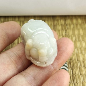 Carved 3D pig A Natural jadeite Pendant ,Carved pig Jadeite pendant,Gemstone bead stone pendant