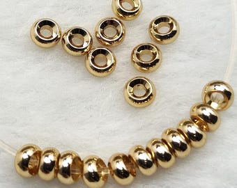 Gold Plated Brass Spacer Beads, 3.8mm Jewelry Findings