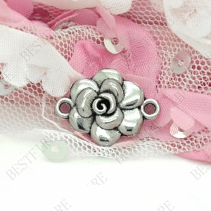 40 PCS Of 21x16mm silver tone Connector rose  jewelry findings,metal finding,pendant beads,two holes Charms