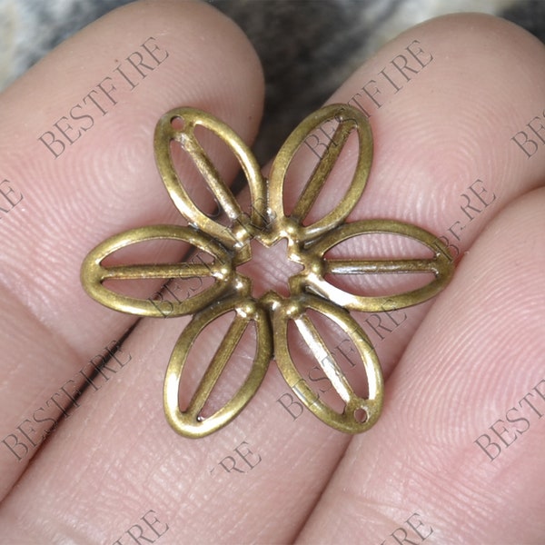 10 pcs Antique Brass 22mm flower Filigree Jewelry Connectors Setting,Connector Findings,Filigree Findings,Flower Filigree
