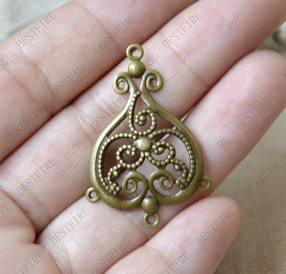 Bronze Tone Brass Filigree Earring Components,jewelry Connectors