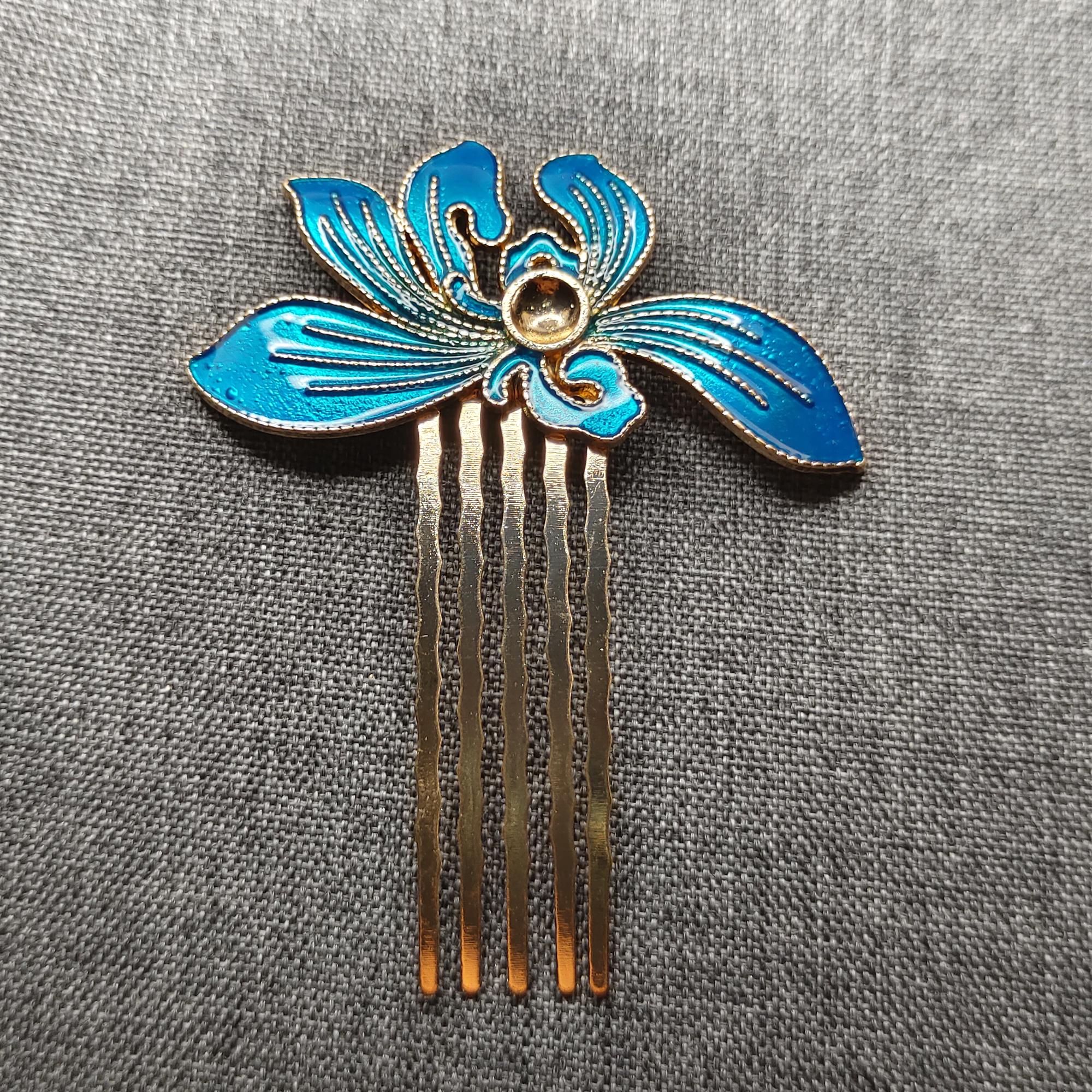5 Pcs Enamel Blue Flower Hairpin, Hair Accessories, Hair  display picture 2
