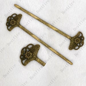 Bronze tone Hairpin metal Bookmark , bronze Tone flower metal Bookmark