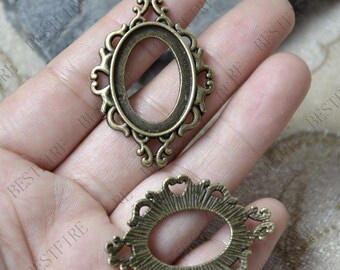 Plateau à pendentif cabochon ovale en bronze antique (18 x 25 mm)