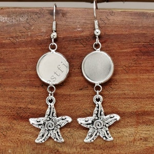 Neue Stil Platin Ton Ohrhaken Mit runden Cabochon Pad,Ohrring Fassung,Ohrring Ohrhaken,Ohrhaken