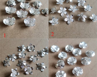 3D Silver Plated Flower bead caps,Flower Bead caps,Connector Findings,Filigree Findings,Flower Filigree