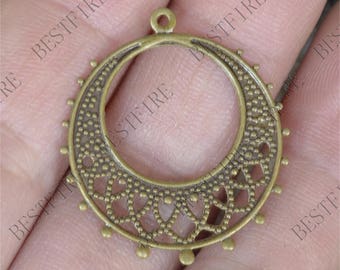 Componente de pendiente de flor de filigrana de latón tono bronce, 25 mm