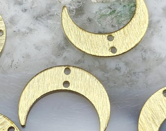 Raw Brass Moon Earring Connector, Textured Charms (15.2 x 20.6 mm)