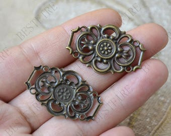 21*31mm Bronze Tone Brass Filigree Connector,Jewelry Connectors Setting,Connector Finding,Flower Findings,filigree findings