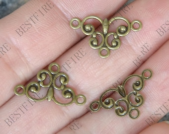 Bronze tone Brass flower Filigree Jewelry Connectors Setting,Connector Findings,Filigree Findings,Flower Filigree