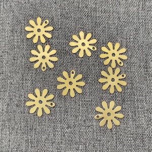 12mm Raw Brass flower Charms - Flower Shaped Raw Brass Pendant - Earring Findings - Jewelry Supplies