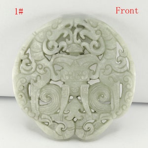 White Double face Hollow Carved dragon Jade pendant,carving dragon jade pendant,Jade Pendant Amulet Talisman