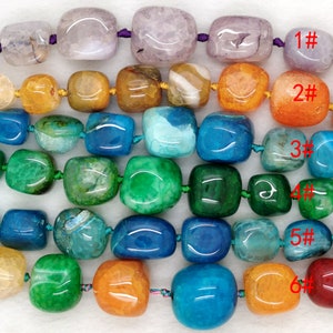 Perle de pierre de pépite d'agate multicolore / orange / bleu / vert, perles de pierres précieuses d'agate, perles de pierres précieuses d'agate à facettes pépite brins lâches image 2
