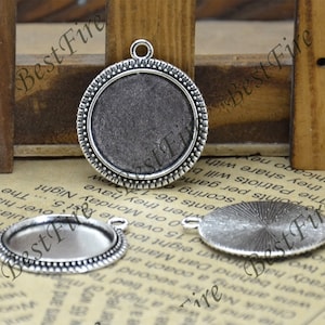Silver tone Round Cabochon Pendant Base (Cabochon size 20mm),Pendant findings,lacework findings